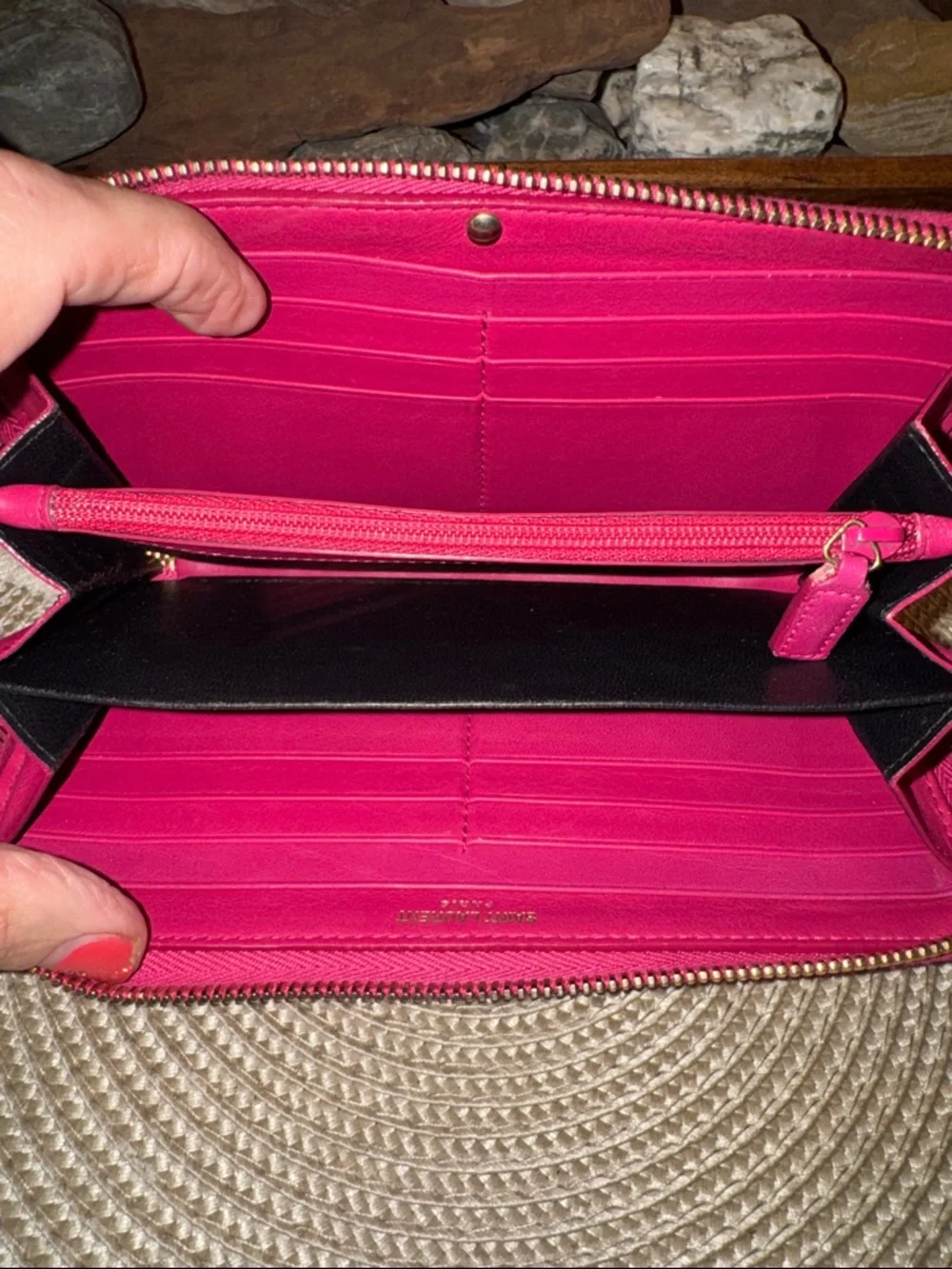 Yves Saint Laurent Fuchsia Leather Clutch with Gold Y Closure - Picture 3 of 10